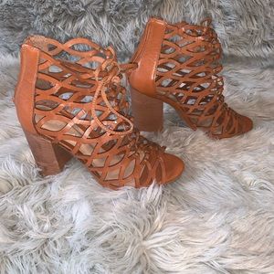 Peep toe caged sandals